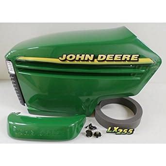 Page 2, John Deere Model LX255 Lawn Tractor Parts - The 13-digit product identification number (serial number) (A) is located on the right-hand side frame, . . Hood for john deere lx255